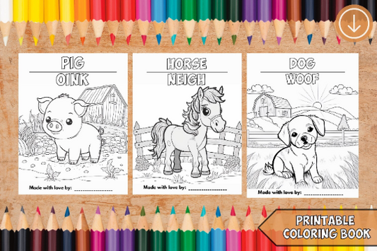 Printable Farm Animals & Sounds Coloring Book for Kids – Fun Educational Activity PDF