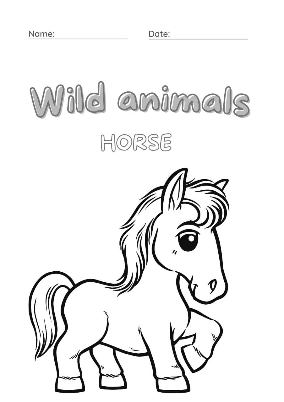 Wild Animals Coloring Template – Printable Educational Activity for Kids