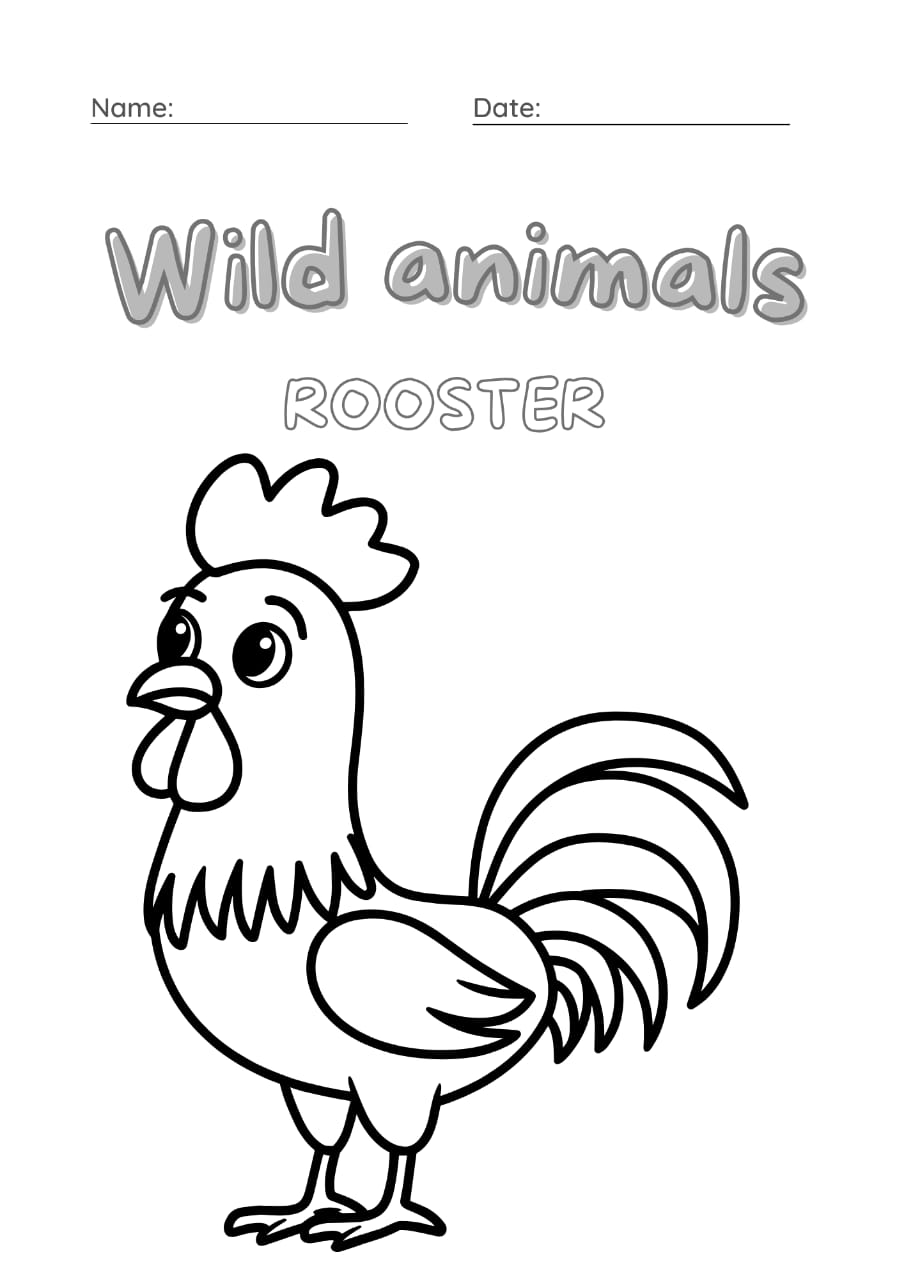Wild Animals Coloring Template – Printable Educational Activity for Kids