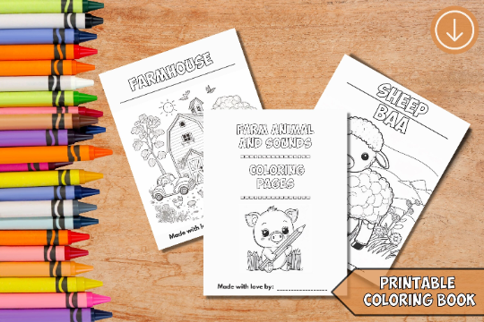 Printable Farm Animals & Sounds Coloring Book for Kids – Fun Educational Activity PDF