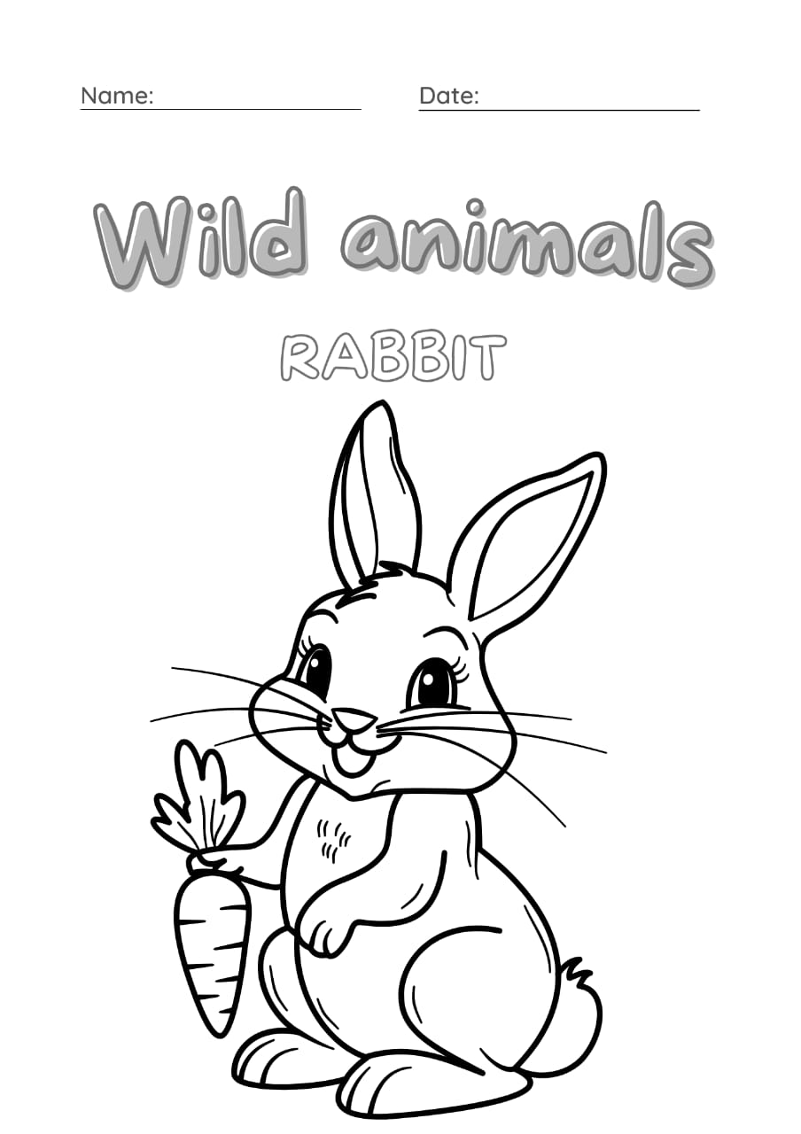 Wild Animals Coloring Template – Printable Educational Activity for Kids